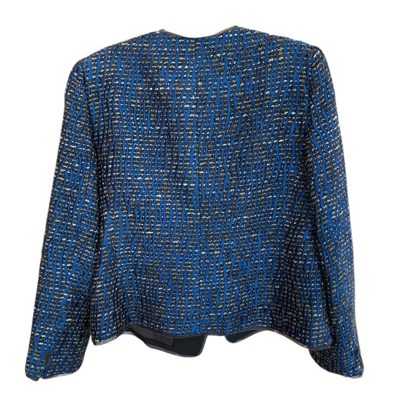 Armani Collezioni Textured Tweed Evening Blazer Jacket Blue Black 14 Cocktail - Picture 3 of 5